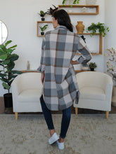 Load image into Gallery viewer, FAM-FAM Plaid Collared Neck Long Sleeve Longline Jacket