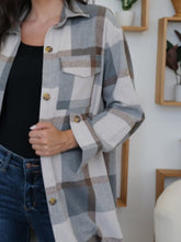 Load image into Gallery viewer, FAM-FAM Plaid Collared Neck Long Sleeve Longline Jacket