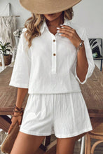 Load image into Gallery viewer, Collared Neck Half Sleeve Top and Shorts Set