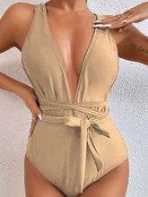 Load image into Gallery viewer, Tied Crisscross Wide Strap One-Piece Swimwear