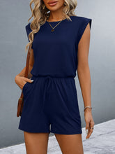 Load image into Gallery viewer, Round Neck Cap Sleeve Romper