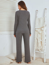 Load image into Gallery viewer, Notched Long Sleeve Top and Pants Set