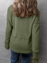 Load image into Gallery viewer, Waffle-Knit Notched Long Sleeve T-Shirt