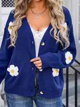 Load image into Gallery viewer, Angel Wings Crochet Flower Button Up Cardigan