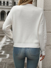 Load image into Gallery viewer, Cable-Knit Round Neck Long Sleeve Sweater