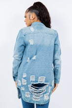 Load image into Gallery viewer, American Bazi Distressed Button Up Long Sleeve Denim Jacket