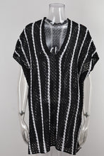 Load image into Gallery viewer, Slit Openwork Striped V-Neck Cover-Up