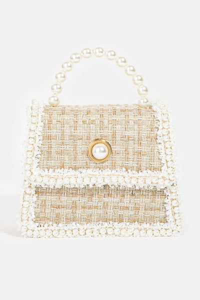 Fame Pearly Trim Woven Handbag