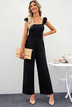 Load image into Gallery viewer, Smocked Square Neck Wide Leg Jumpsuit with Pockets