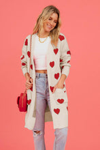 Load image into Gallery viewer, Heart Graphic Open Front Cardigan with Pockets