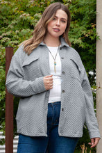 Load image into Gallery viewer, Plus Size Collared Neck Button Up Pocketed Jacket