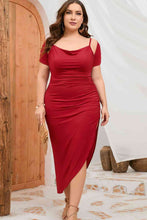 Load image into Gallery viewer, Plus Size Asymmetrical Hem Ruched Dress