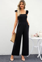 Load image into Gallery viewer, Smocked Square Neck Wide Leg Jumpsuit with Pockets