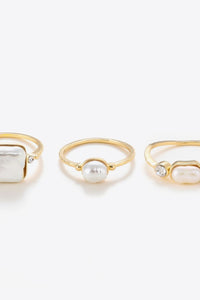 Pearl 18K Gold-Plated Ring Set