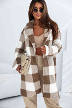 Load image into Gallery viewer, Plaid Collared Neck Longline Coat