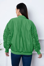 Load image into Gallery viewer, Ruched Zip Up Dropped Shoulder Jacket