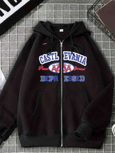 Load image into Gallery viewer, Letter Graphic Drawstring Hoodie with Pockets