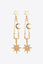 Load image into Gallery viewer, Inlaid Pearl Star and Moon Drop Earrings