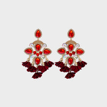 Load image into Gallery viewer, Flower Shape Rhinestone Alloy Dangle Earrings