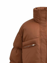 Load image into Gallery viewer, Snap and Zip Closure Drawstring Cropped Winter Coat