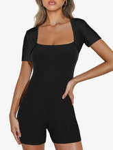 Load image into Gallery viewer, Square Neck Short Sleeve Romper