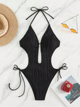 Load image into Gallery viewer, Textured Cutout Tied One-Piece Swimwear