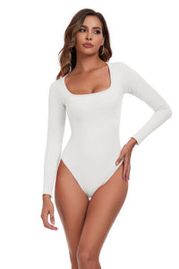 Square Neck Long Sleeve Active Bodysuit