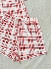 Load image into Gallery viewer, Plaid Lapel Collar Shirt and Shorts Lounge Set