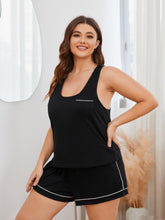 Load image into Gallery viewer, Plus Size Contrast Piping Racerback Tank and Shorts Lounge Set