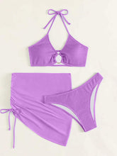 Load image into Gallery viewer, Tied Halter Neck Three-Piece Swim Set