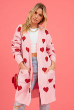 Load image into Gallery viewer, Heart Graphic Open Front Cardigan with Pockets