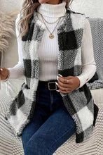 Load image into Gallery viewer, Sherpa Plaid Open Front Vest Coat