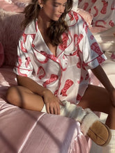 Load image into Gallery viewer, Printed Button Up Top and Shorts Lounge Set