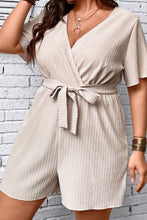 Load image into Gallery viewer, Plus Size Tie Waist Surplice Neck Romper