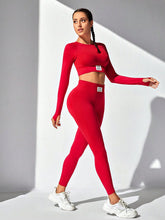 Load image into Gallery viewer, Round Neck Long Sleeve Top and Leggings Active Set