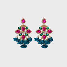 Load image into Gallery viewer, Flower Shape Rhinestone Alloy Dangle Earrings