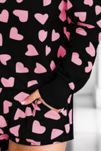 Load image into Gallery viewer, Heart Print Round Neck Top and Shorts Lounge Set