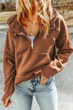 Load image into Gallery viewer, Half-Zip Thumbhole Sleeve Hoodie