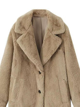 Load image into Gallery viewer, Faux Fur Button Up Lapel Neck Coat with Pocket