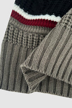 Load image into Gallery viewer, Cable-Knit Striped Quarter Zip Turtleneck Sweater