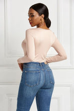 Load image into Gallery viewer, Half Zip Scoop Neck Long Sleeve Bodysuit