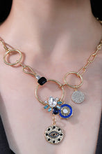 Load image into Gallery viewer, 18K Gold-Plated Rhinestone Evil Eye Pendant Necklace