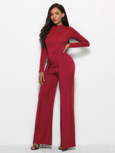 Load image into Gallery viewer, Long Sleeve Mock Neck Wide Leg Jumpsuit