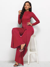 Load image into Gallery viewer, Long Sleeve Mock Neck Wide Leg Jumpsuit