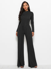 Load image into Gallery viewer, Long Sleeve Mock Neck Wide Leg Jumpsuit