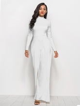 Load image into Gallery viewer, Long Sleeve Mock Neck Wide Leg Jumpsuit