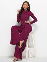 Load image into Gallery viewer, Long Sleeve Mock Neck Wide Leg Jumpsuit