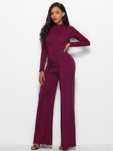 Load image into Gallery viewer, Long Sleeve Mock Neck Wide Leg Jumpsuit