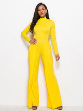 Load image into Gallery viewer, Long Sleeve Mock Neck Wide Leg Jumpsuit