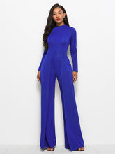 Load image into Gallery viewer, Long Sleeve Mock Neck Wide Leg Jumpsuit